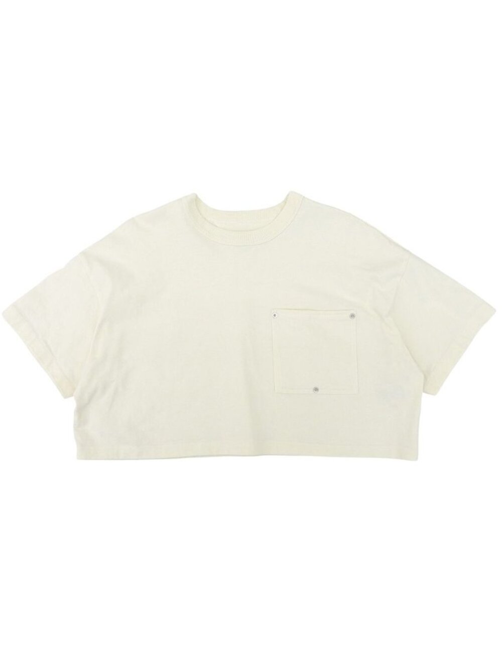 Bottega Veneta Stitched Pocket Short Sleeve Cropped Top Ivory